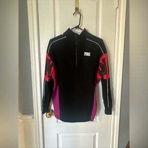 PINK Victoria's Secret Black and Pink Colorblock Sweatshirt XS